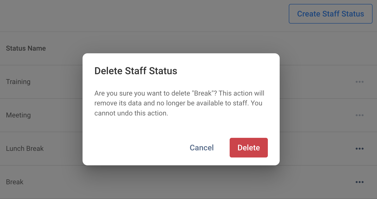 Delete Custom Staff Status