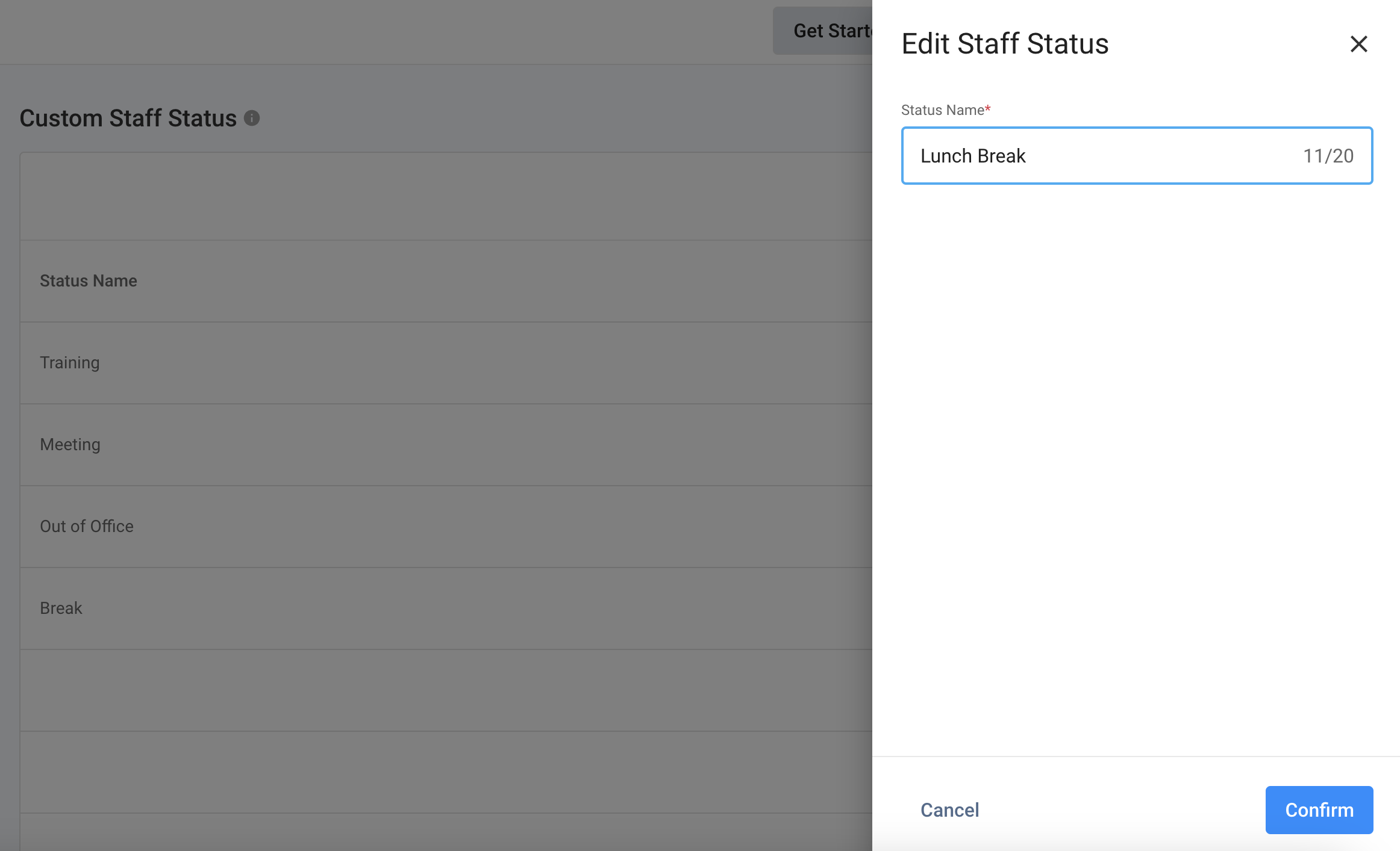 Edit Custom Staff Status