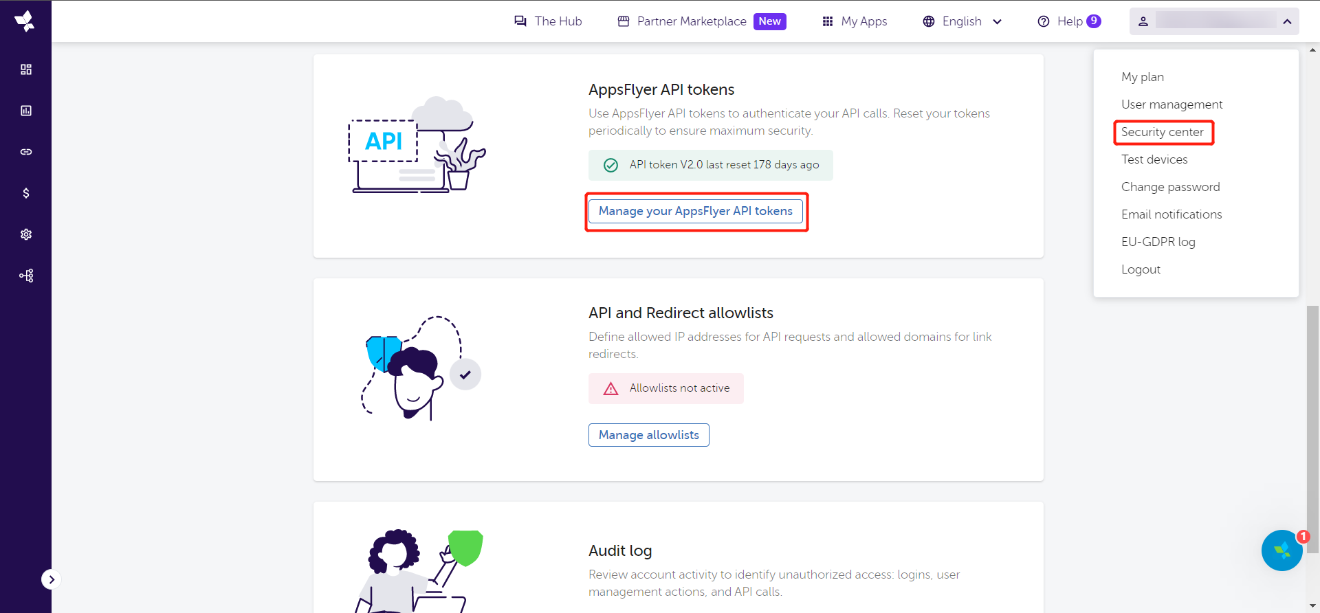 如何在 AppsFlyer 后台找到 API Token-XMP Help Center
