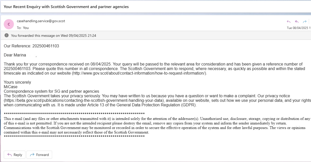 E-mail from Minister for Higher and Further Education E-mail from Minister for Higher and Further Education