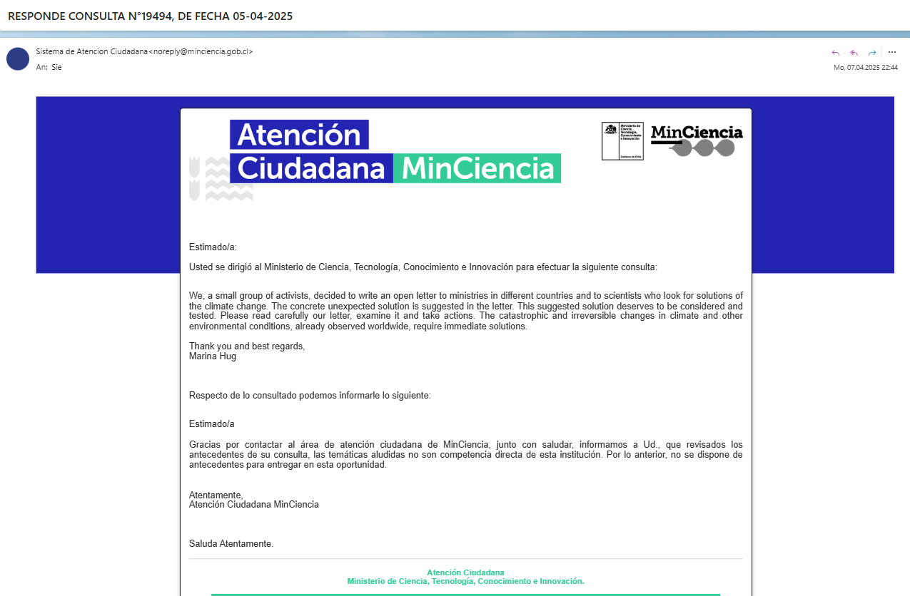 From Ministry of Science, Technology, Knowledge and Innovation (Chile) From Ministry of Science, Technology, Knowledge and Innovation (Chile)