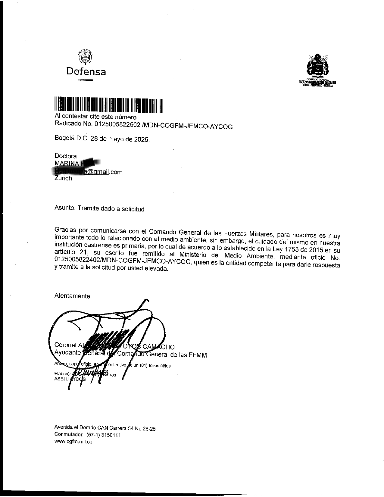 From Comando General Fuerzas Militares de Colombia From Comando General Fuerzas Militares de Colombia