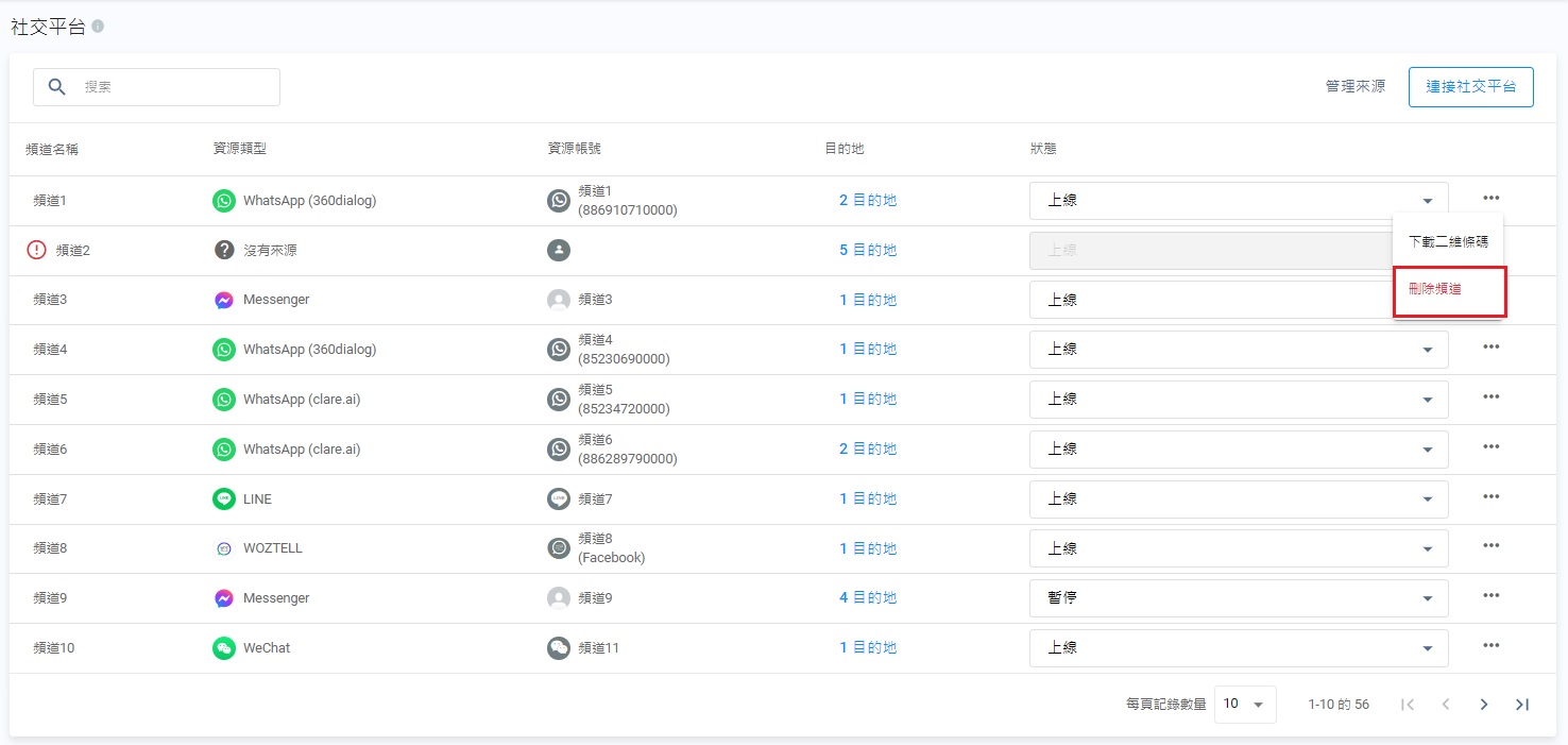 刪除社交媒體頁面