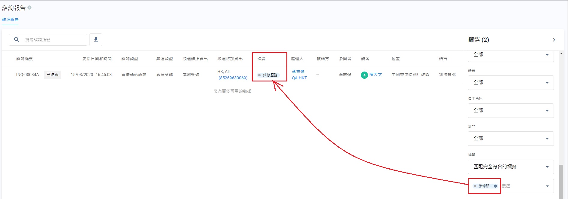 過濾器 - 諮詢報告