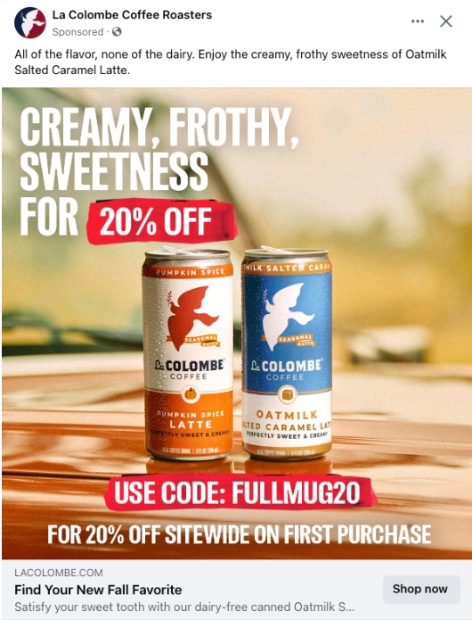 La Colombe Coffee Roasters's facebook offer ad