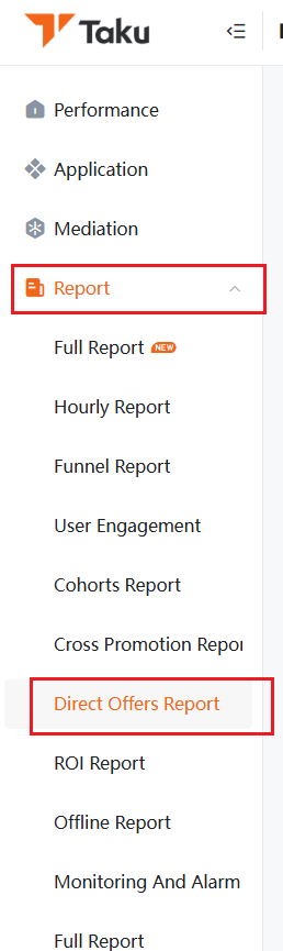 Direct Offers Report-Taku Help center