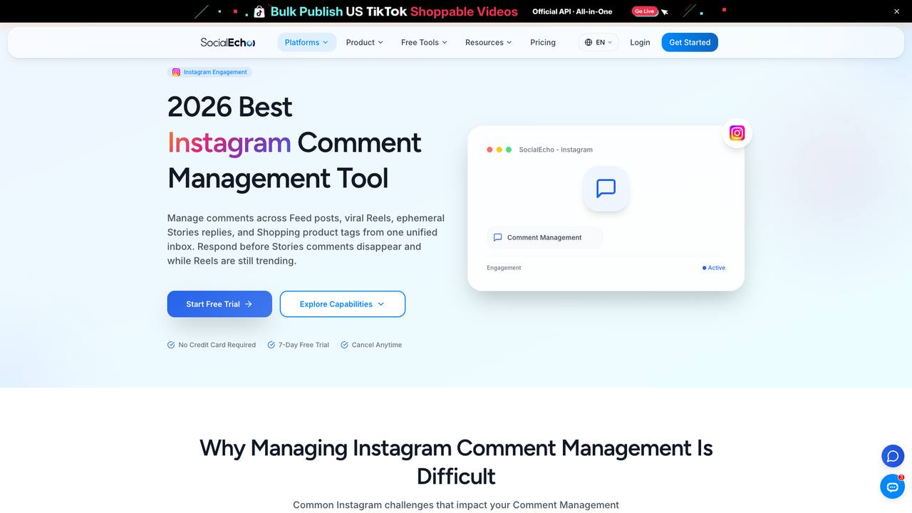 SocialEcho Instagram comment management