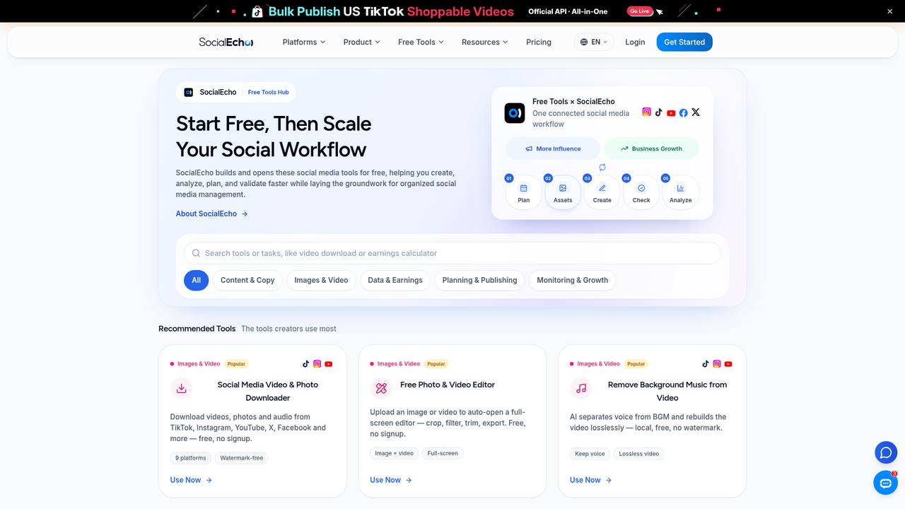 SocialEcho browser-based audio tools for preparing social media assets