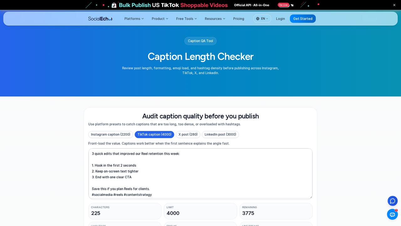 Caption Length Checker 免费工具