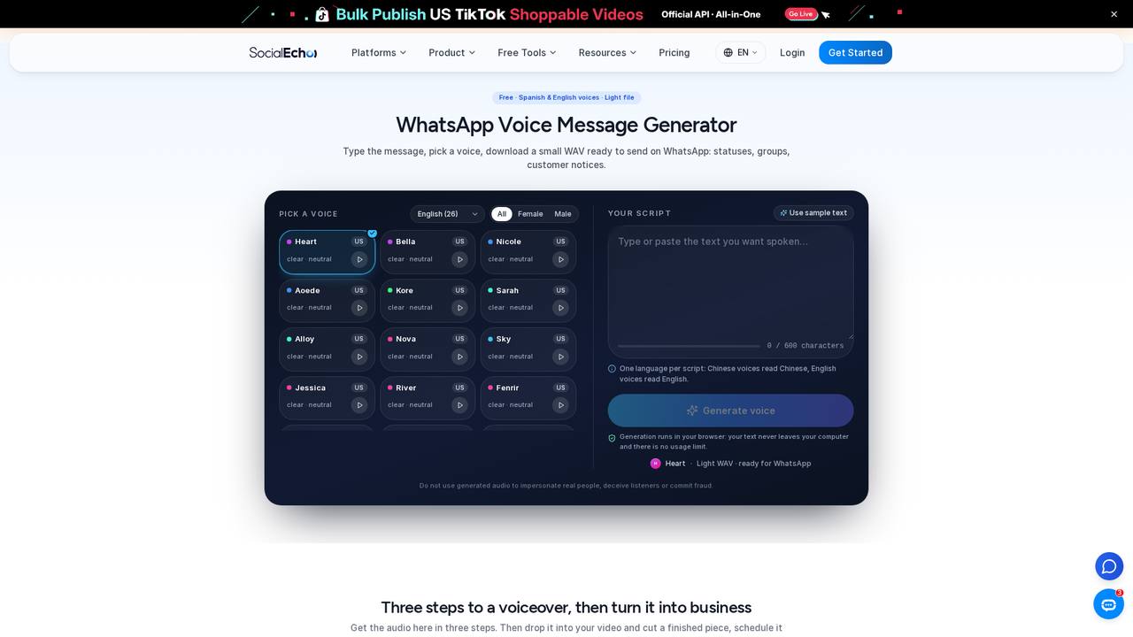 O Gerador de mensagens de voz do WhatsApp transforma texto em voz