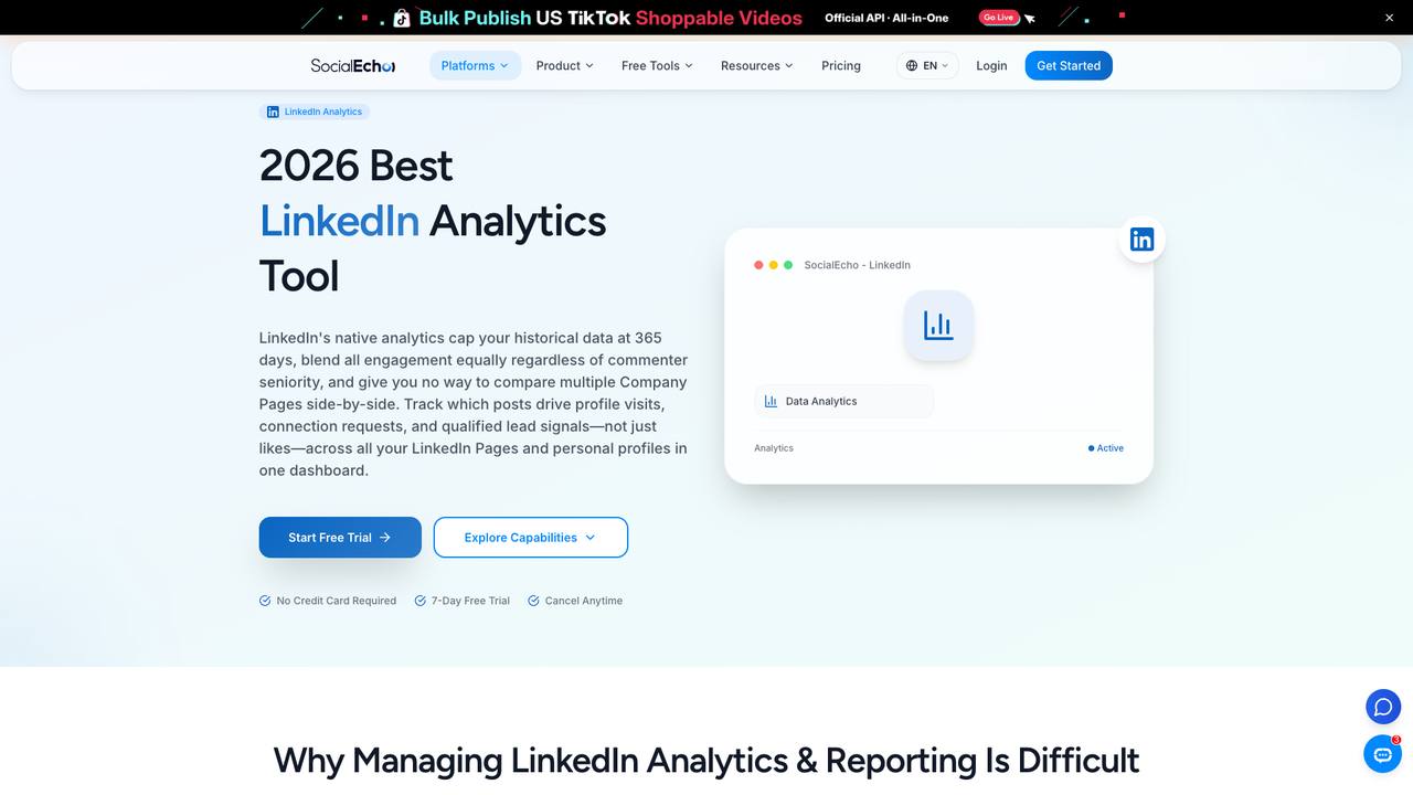 SocialEcho LinkedIn analytics page