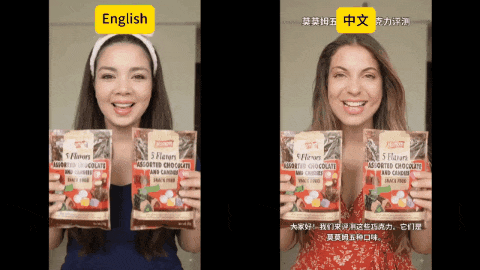 AI 视频换语言前后对比示例