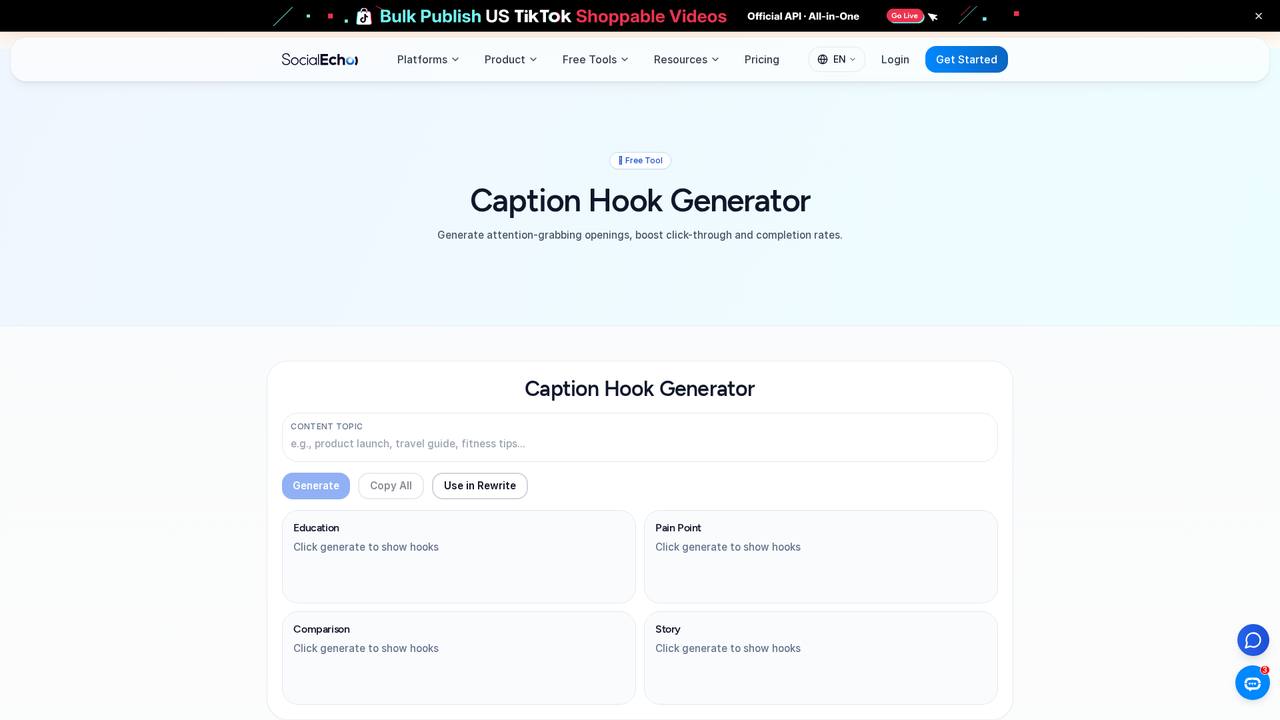 Caption Hook Generator 免费工具