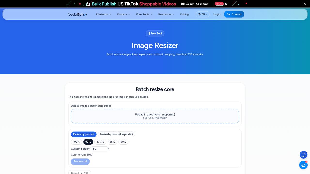 Image Resizer 免费工具：批量改尺寸不裁切