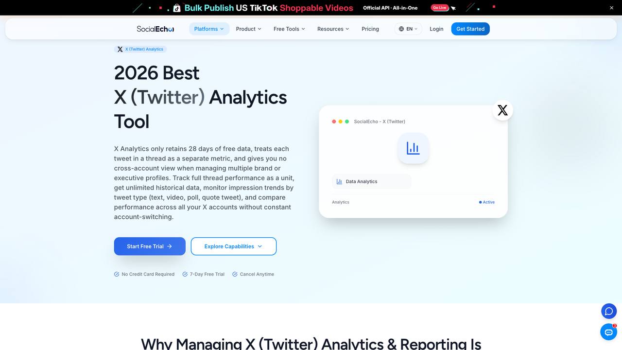 SocialEcho X analytics page