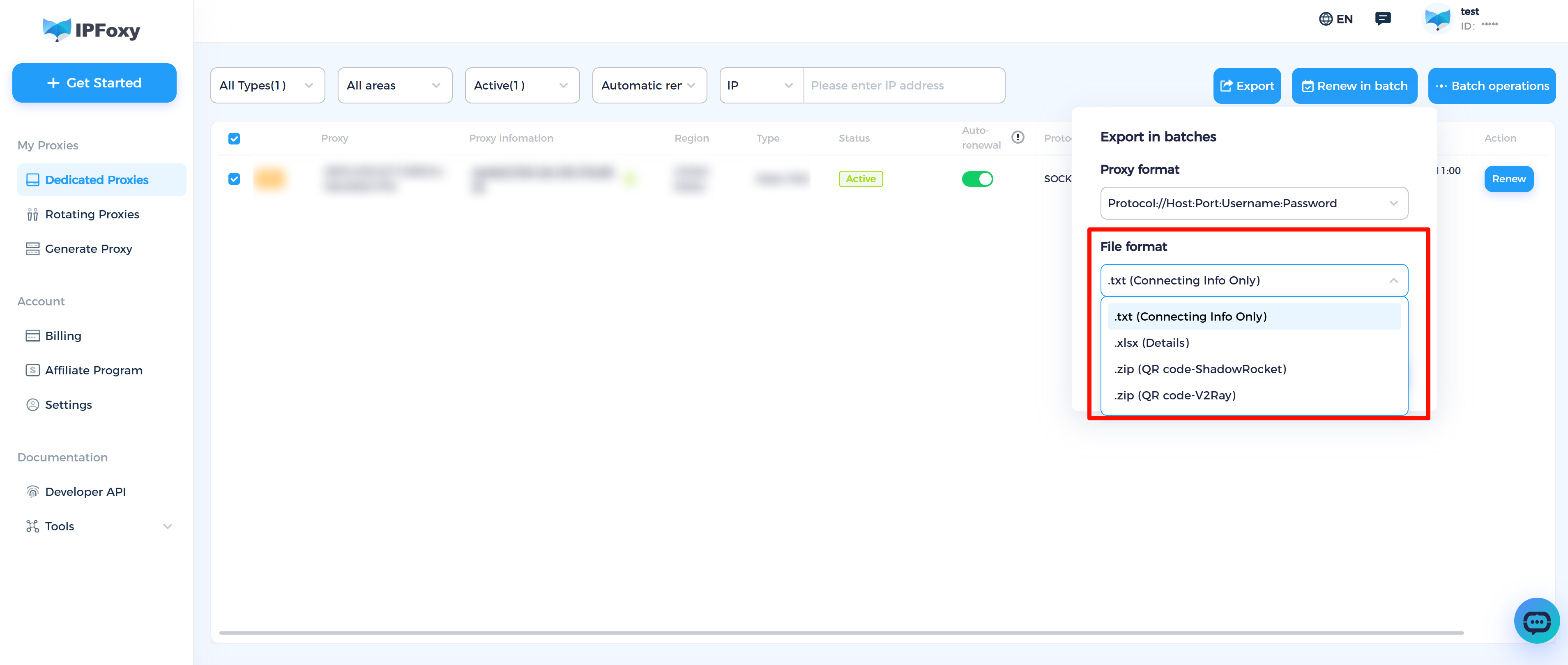 How to export proxies in batches?-IPFoxy Help Center: Proxy Setup Guides