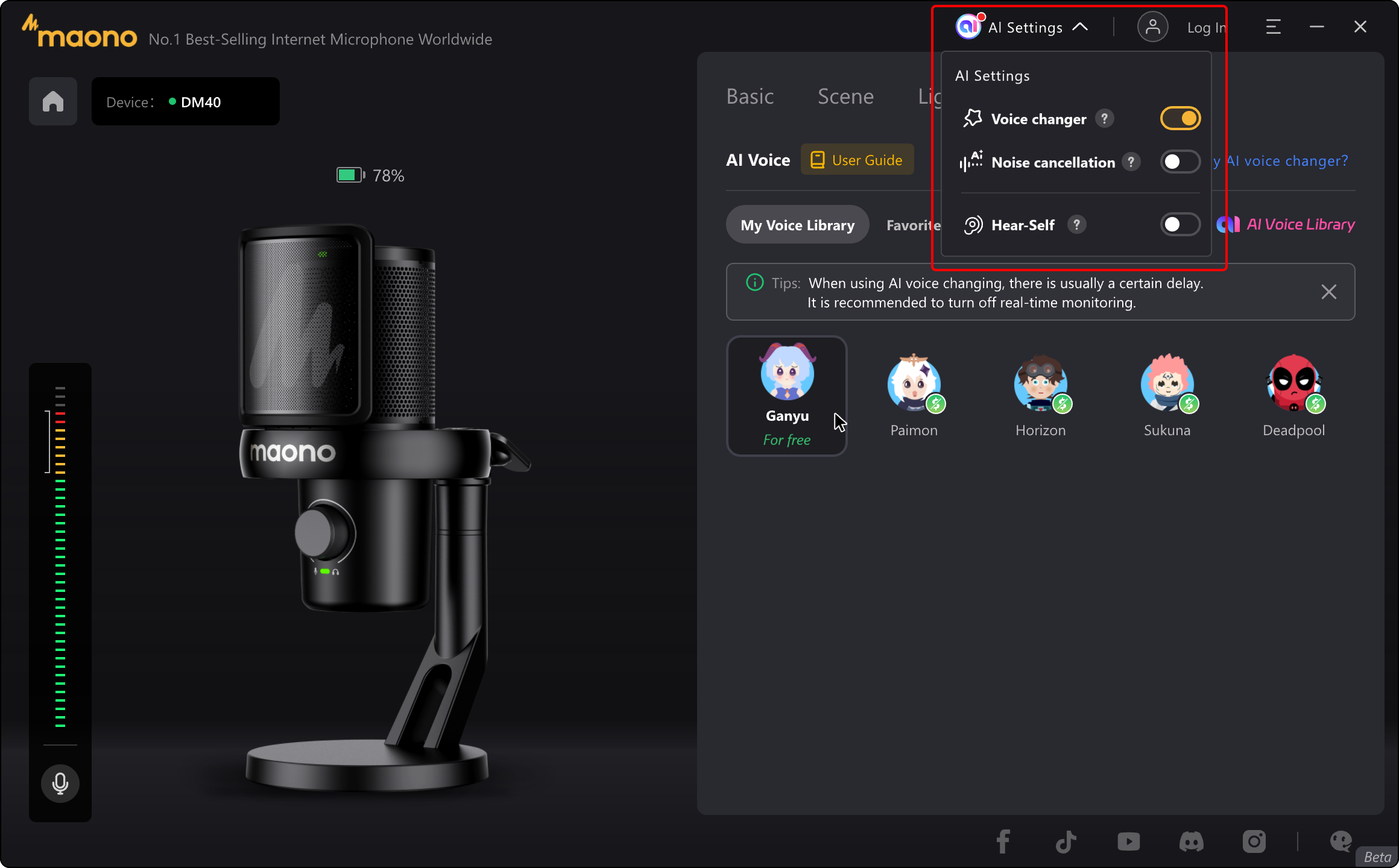 How can I apply AI voice changing?-Maono Help Center