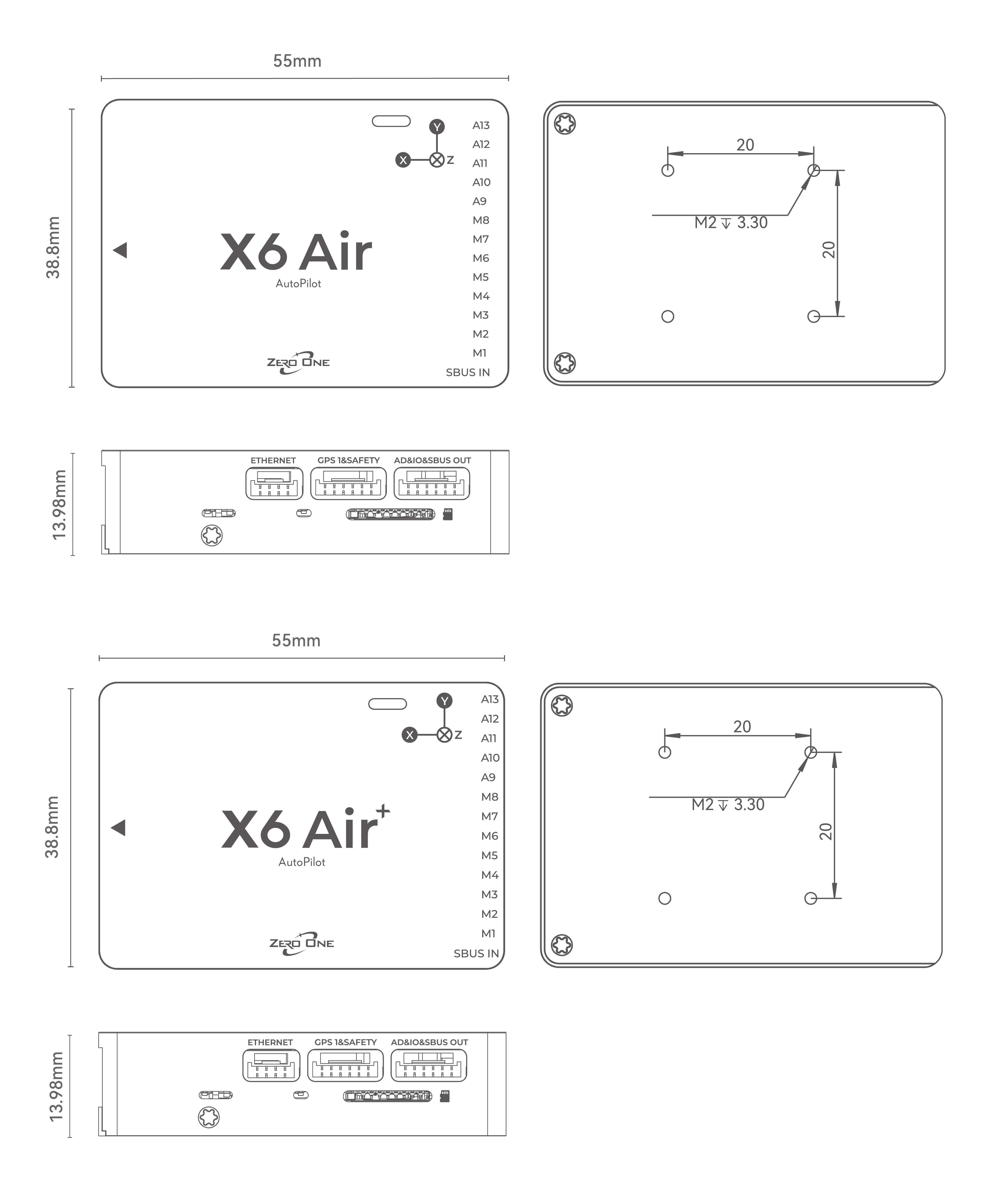 X6 Air+尺寸与安装孔位图