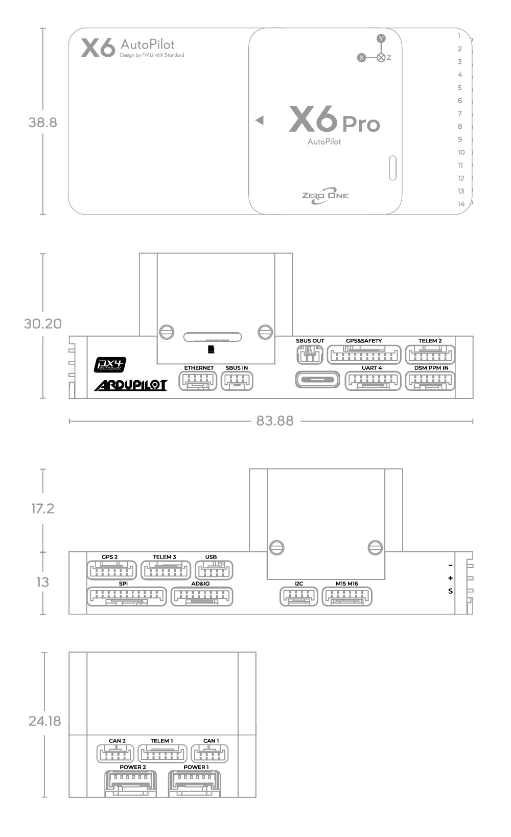 X6 Pro尺寸与安装孔位图