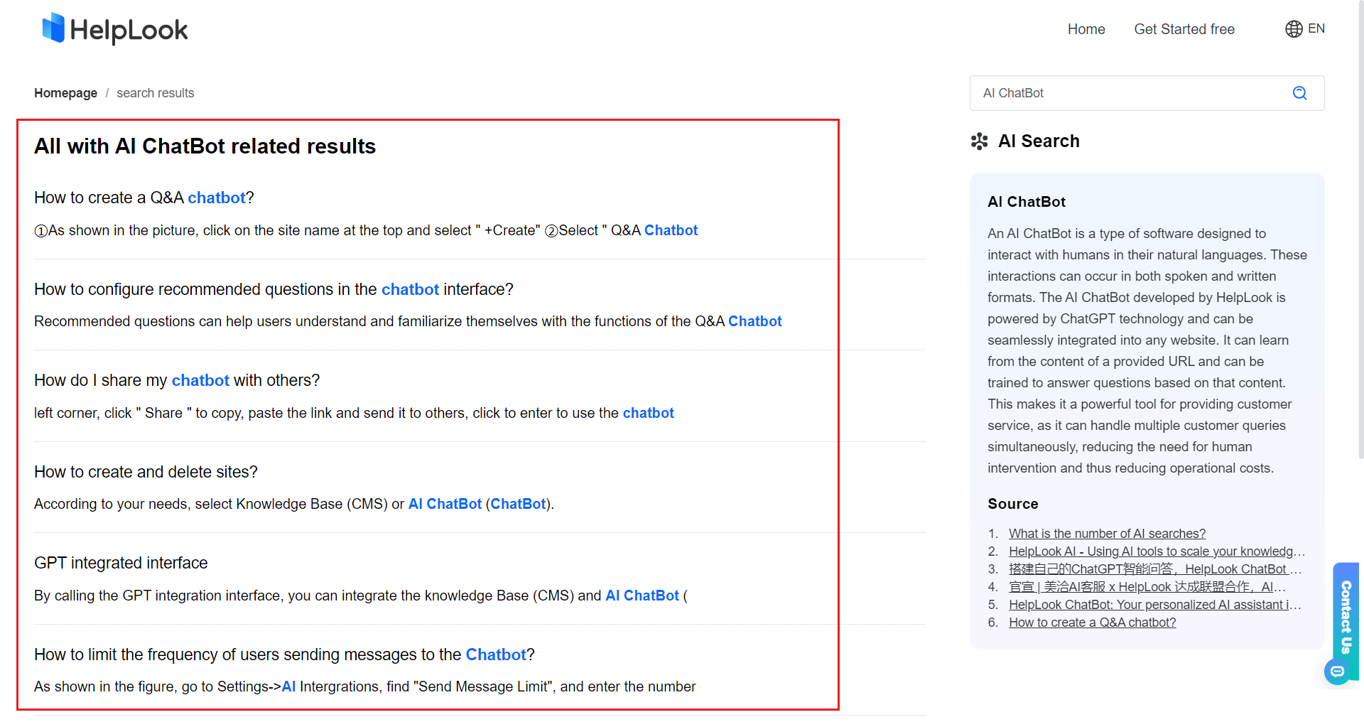 Helper Look In Bot Search API-HelpLook | Help Center