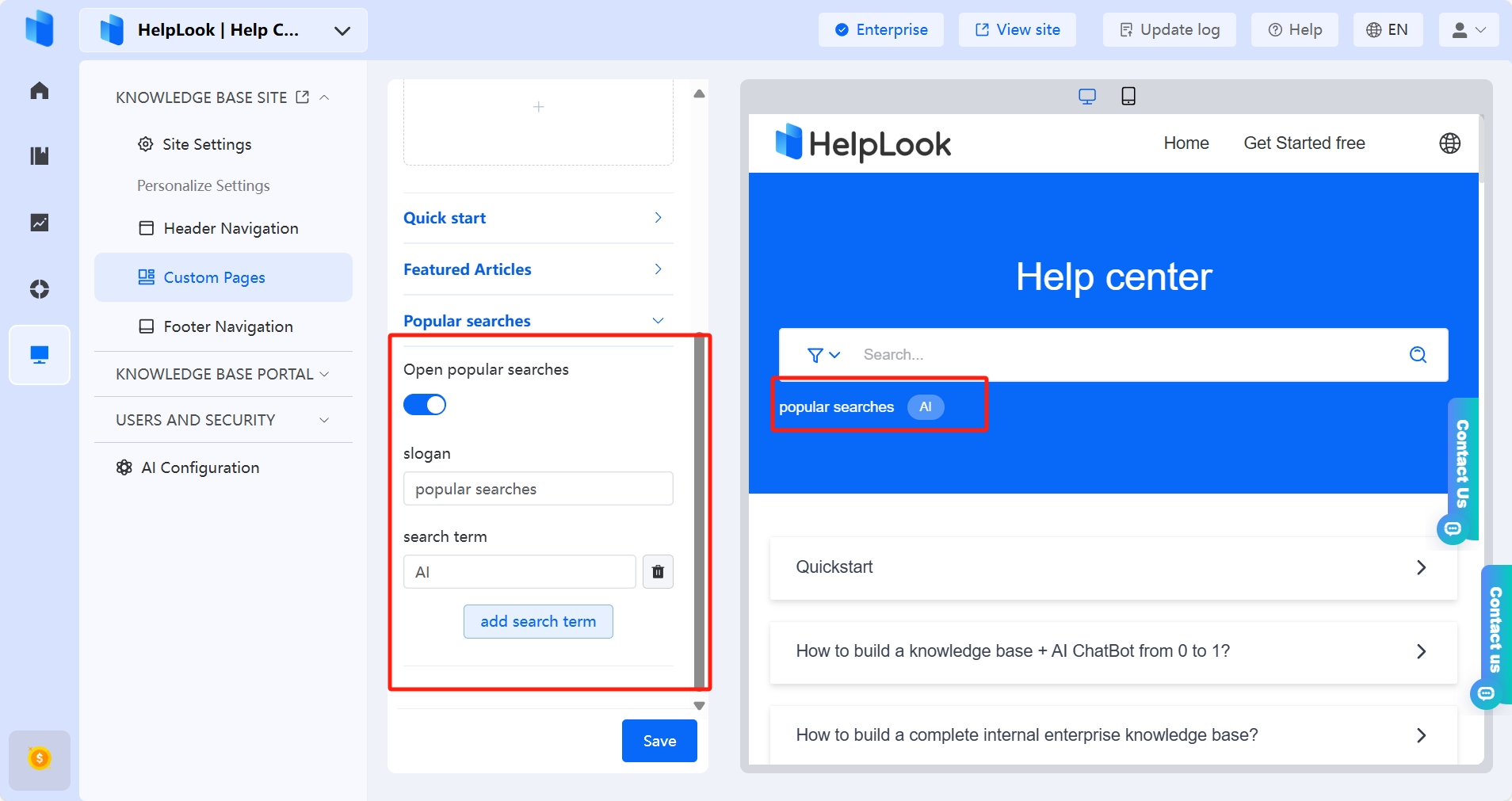 How to configure popular searches on the homepage 