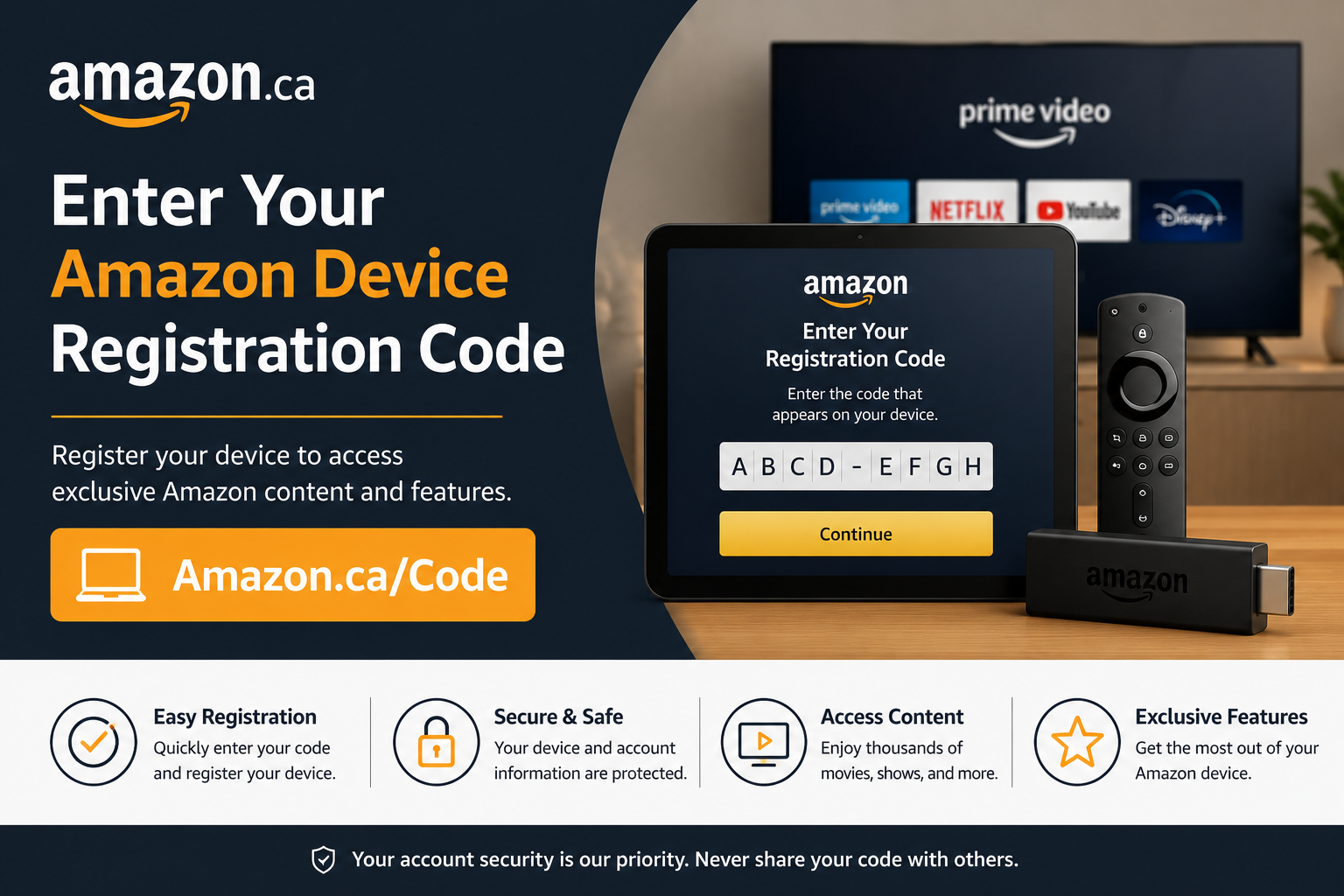 Amazon.ca/Code – Enter Your Amazon Device Registration Code