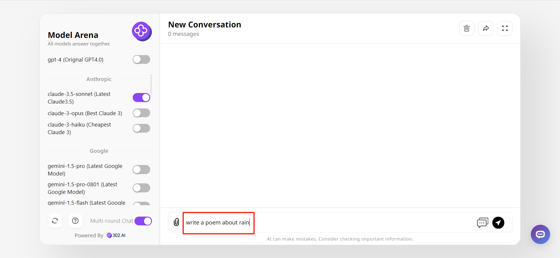 Model Arena-302.AI| Help Center