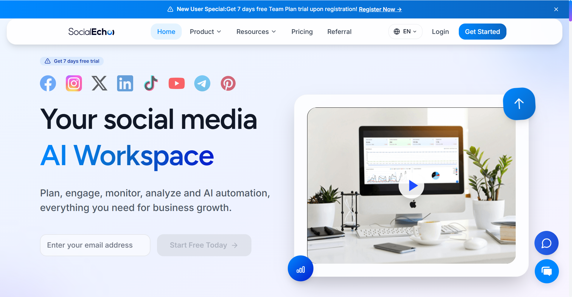 Seu espaço de trabalho de IA de mídia social