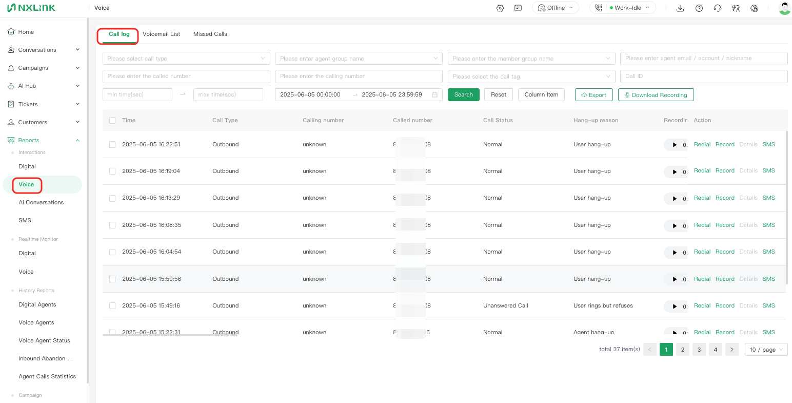 Call Logs-NXLink Help Center