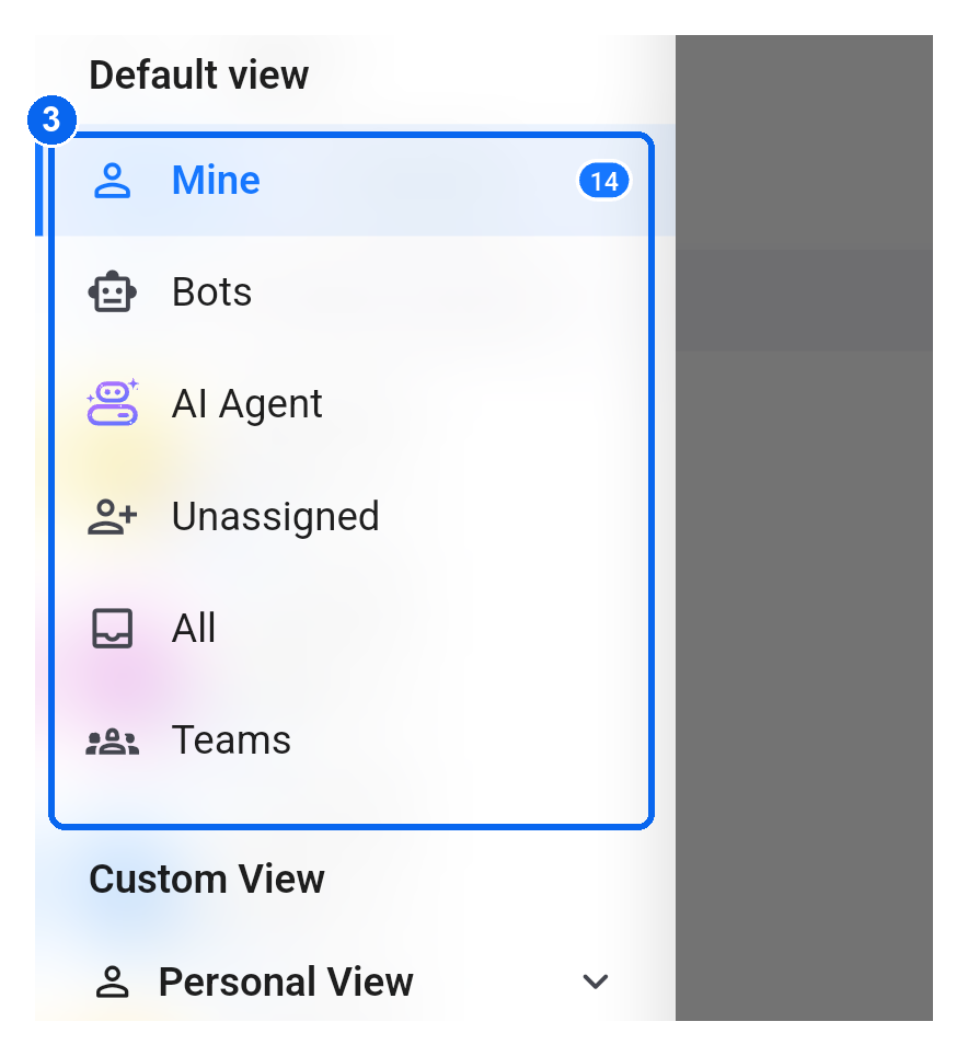 Conversation view menu