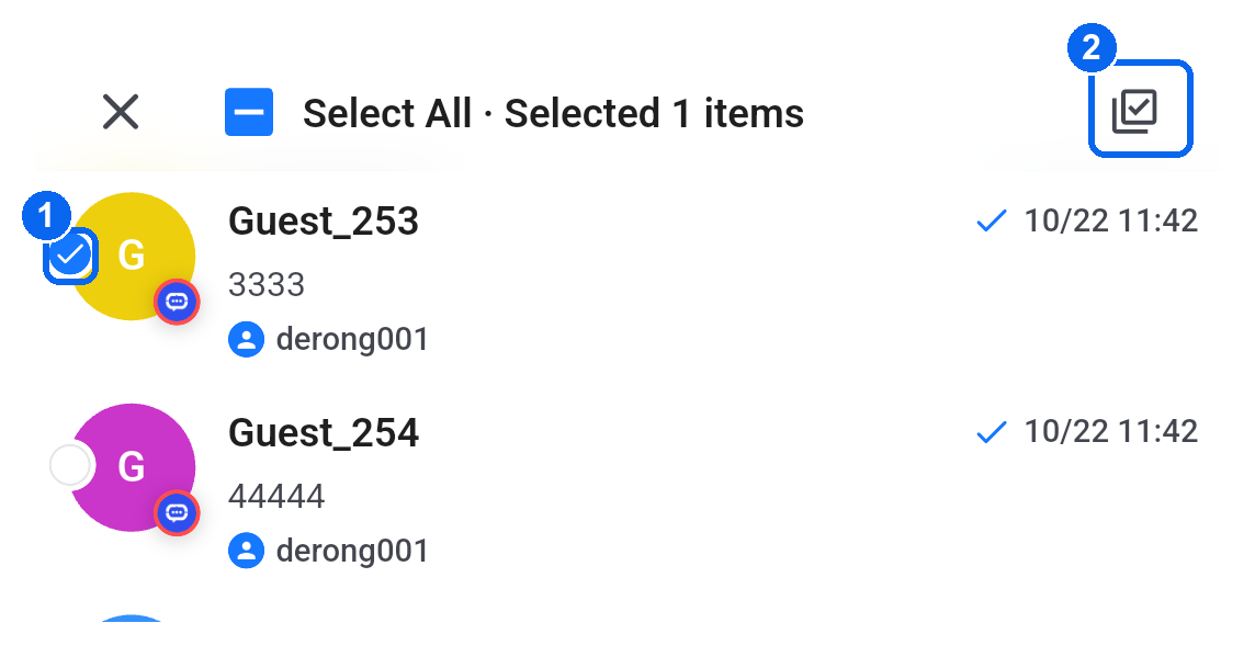 Conversation selection and batch action entrance