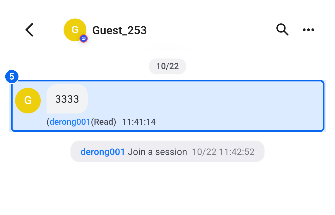 Located and highlighted message after tapping a result