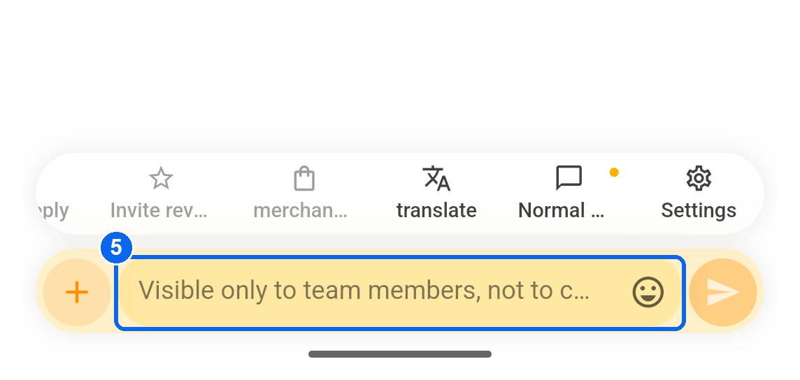 Internal note mode and the regular message toggle