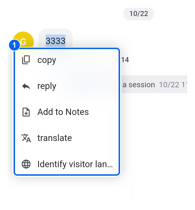 Text message long-press menu