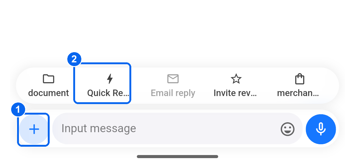 Chat tools expanded with the plus button