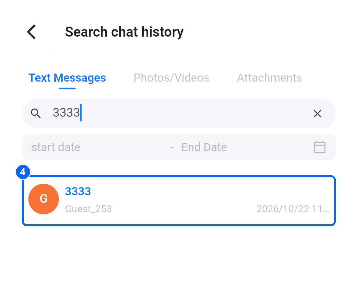 Text message search result
