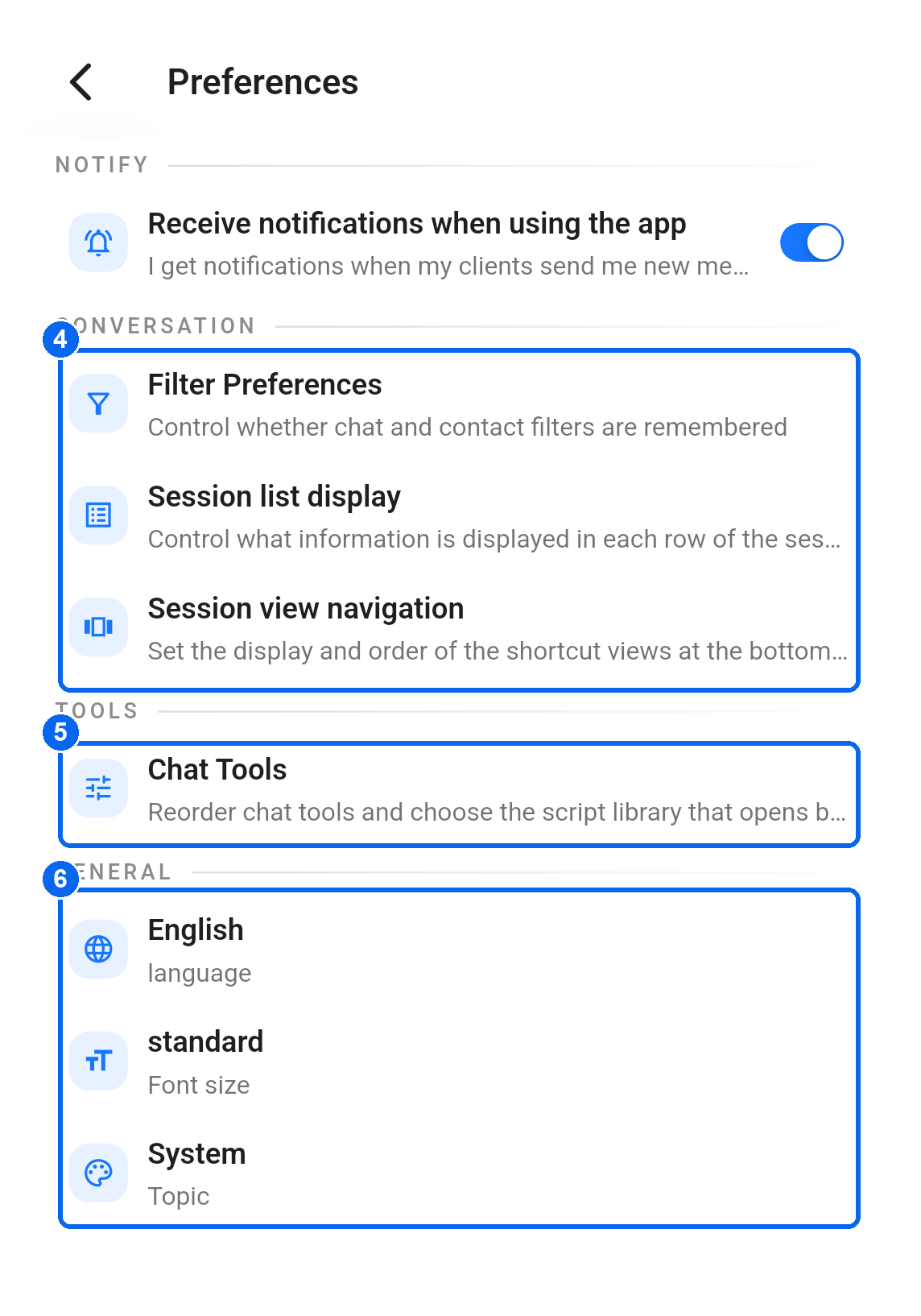 Common settings in Preferences