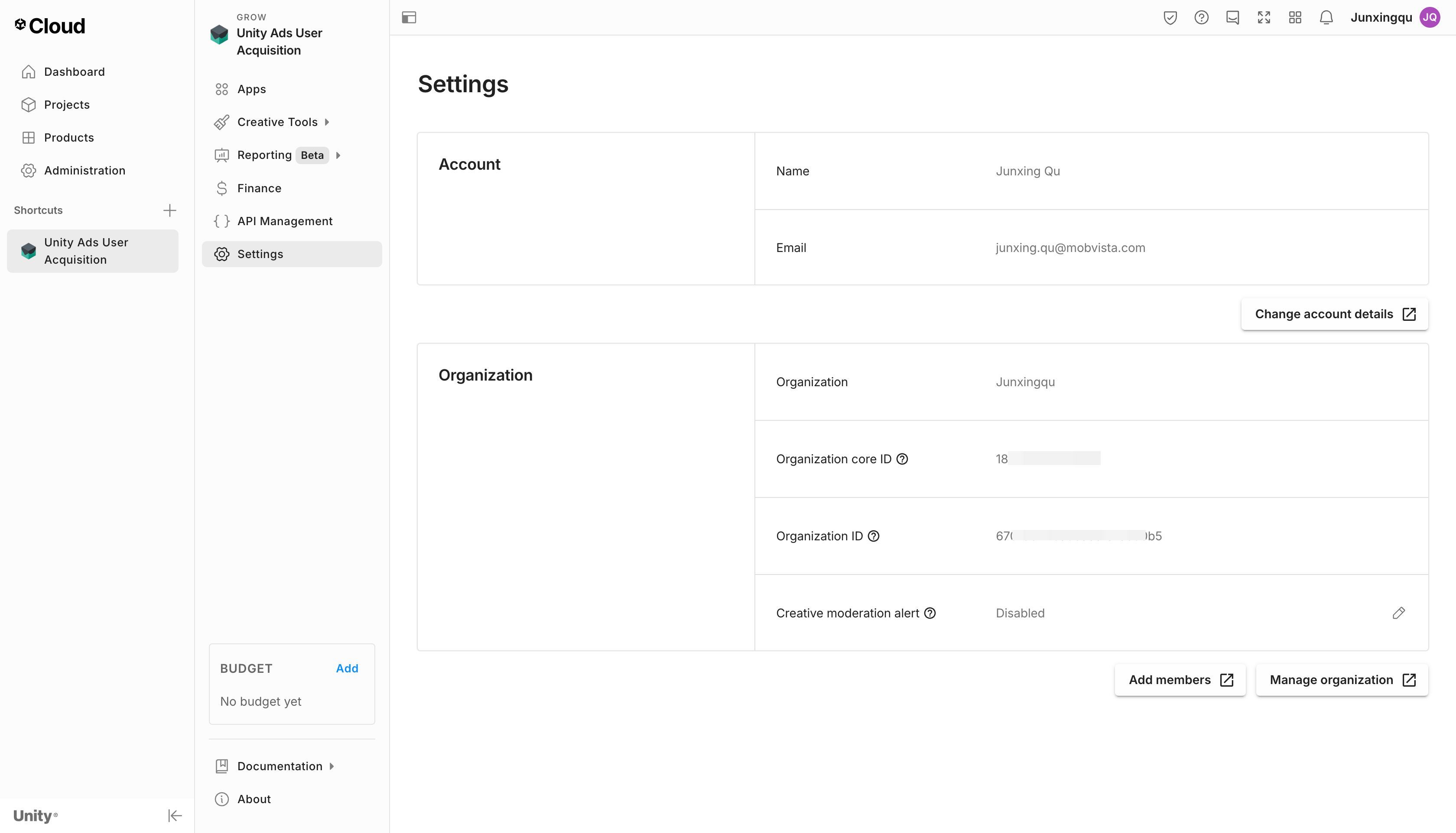 Connect an Unity ad account to XMP