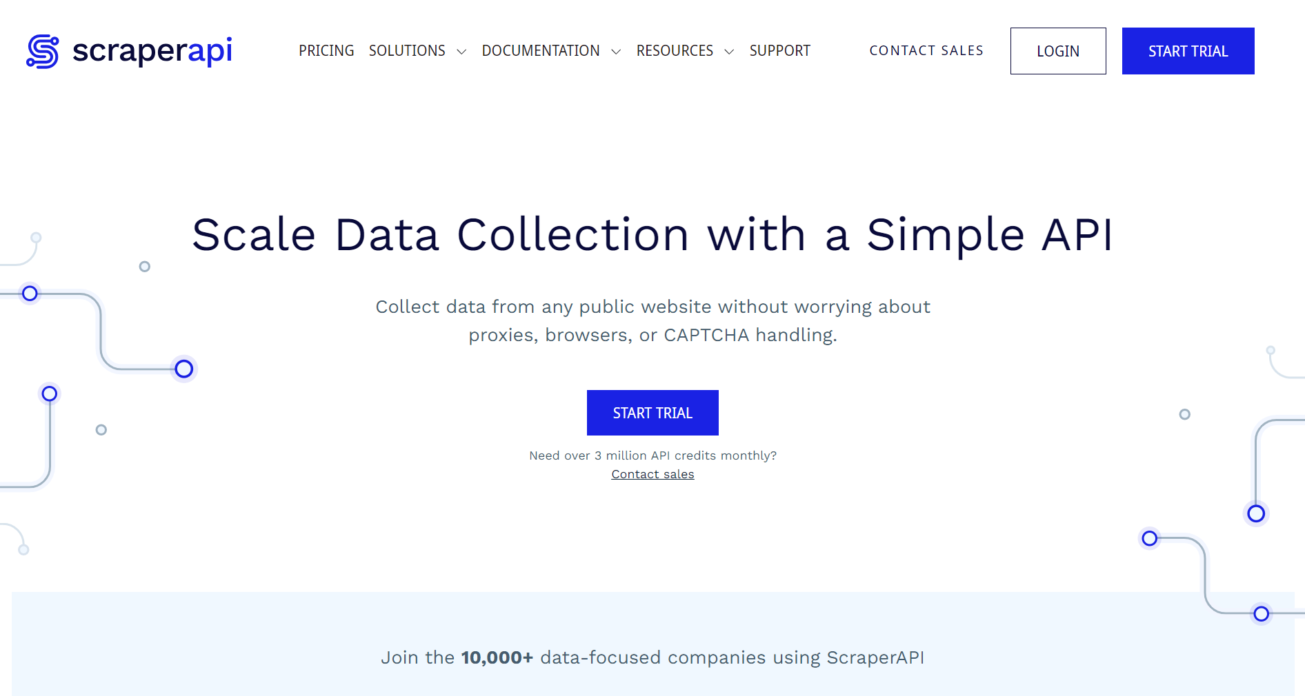 ScraperAPI官网主页