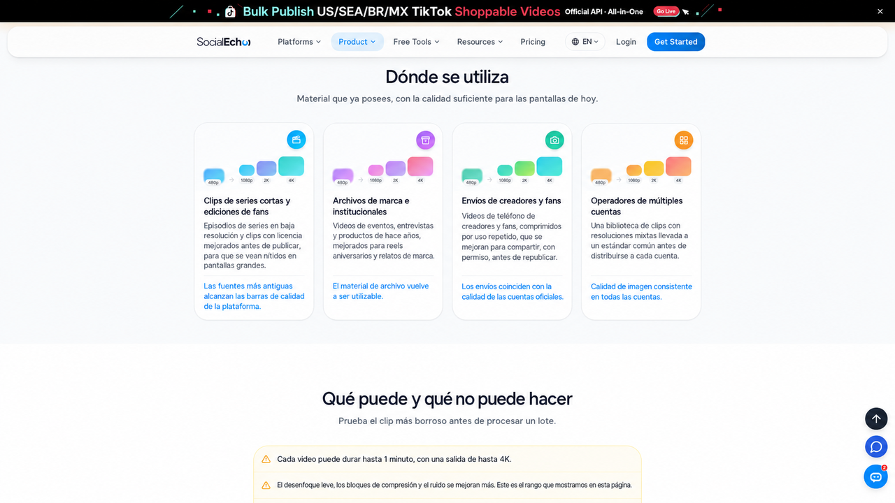 Cuatro usos de la mejora: series cortas y material autorizado, archivos de marca, envíos de creadores y seguidores, y bibliotecas de varias cuentas